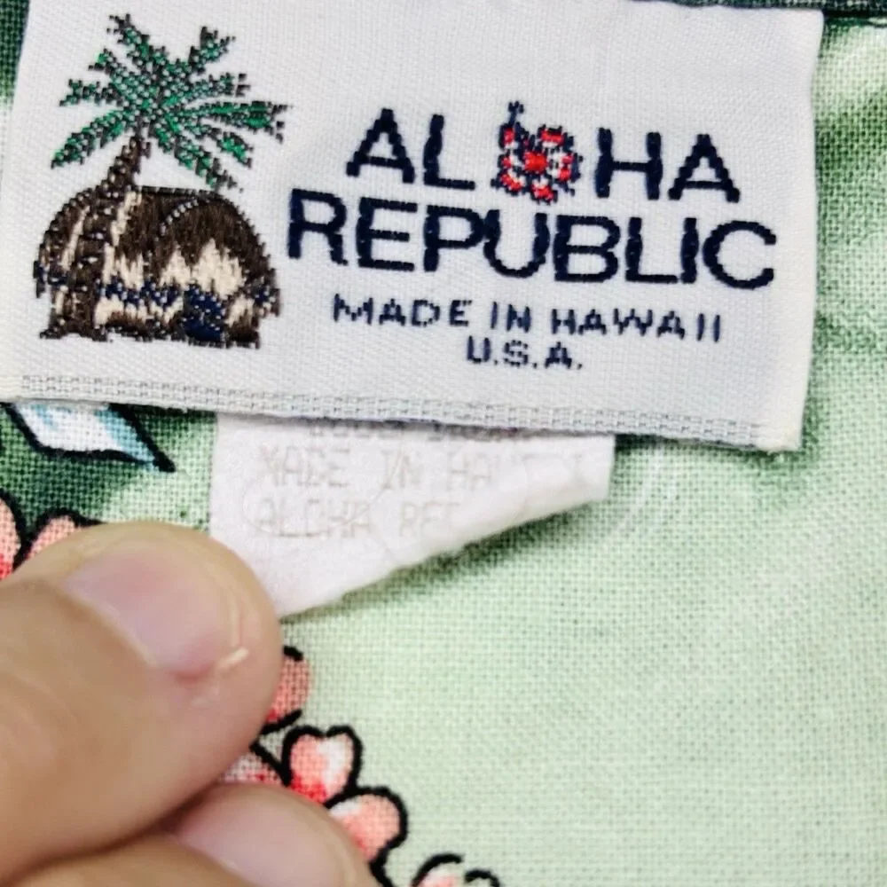 Vintage Aloha Republic Hula Girls Hawaiian Shirt Size Large Made In Hawaii USA - Picture 10 of 14